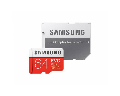 Карта памяти MicroSDXC 64Gb Samsung EVO Plus v2 MB-MC64GA/RU Class10 UHS-I U3 R100 W60 + Adapter