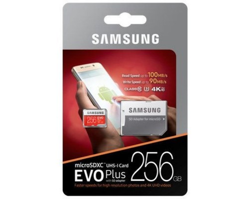 Карта памяти MicroSDXC 256Gb Samsung EVO Plus v2 MB-MC256GA/RU class10 UHS-I U3 R100 W90 + Adapter