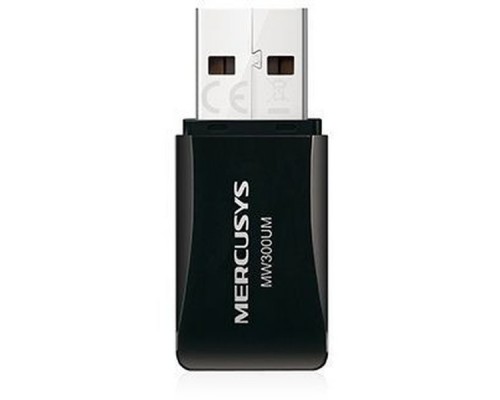 Mercusys MW300UM, N300 Wi-Fi Мини USB-адаптер, чипсет Realtek, миниатюрный размер, 2T2R, до 300 Мбит/с на 2,4 ГГц, 802.11b/g/n, 1 порт USB 2.0, 2 встроенные антенны