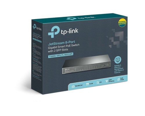 Коммутатор TP-Link JetStream T1500G-10PS 8G 2SFP 8PoE 53W управляемый