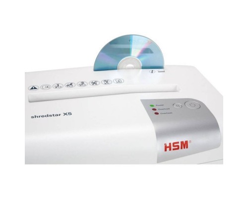 HSM Шредер Shredstar X5 WHITE - 4.5 x 30 мм /6 листов/18 литр./класс 4/старт-стоп-реверс /скобы,-карты,CD