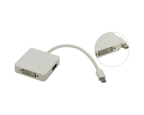 Кабель-адаптер Orient C305 Mini DisplayPort M -> HDMI/ DVI/ DisplayPort, длина 0.2 метра, белый