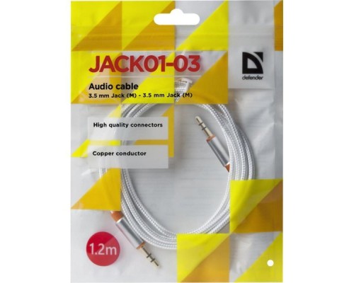 Кабель аудио (3.5mm Jack M - 3.5mm Jack M) 1.2м Defender JACK01-03 белый 87513