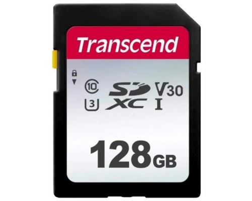 Карта памяти SD 128Gb Transcend SDXC TS128GSDC300S Class10 UHS-I U3 V30 R90 W45