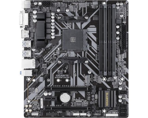 Материнская плата GigaByte B450M DS3H SAM4 AMD B450 2xPCI-E DVI+HDMI GbLAN SATA RAID Micro-ATX 4DDR4 (RTL)