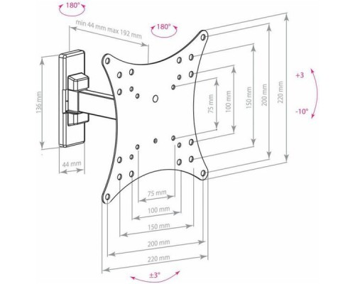 Кронштейн для телевизора Arm Media MARS-03 черный 20