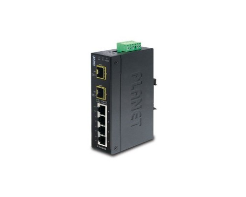 IGS-620TF индустриальный неуправляемый коммутатор IP30 Industrial 4-Port 10/100/1000T + 2-Port 100/1000X SFP Gigabit Switch (-40 to 75 degree C)