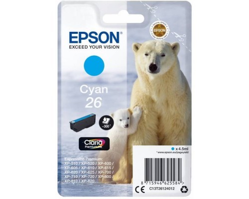 Картридж EPSON 26 голубой для XP-600/XP-700/XP-800