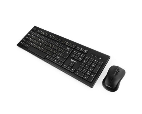Клавиатура Комплект кл-ра+мышь беспров. Gembird KBS-8002, 2.4ГГц, черный, 104 клавиши+2 кнопки+колесо кнопка, 1000DPI, батарейки в комплекте  , RTL