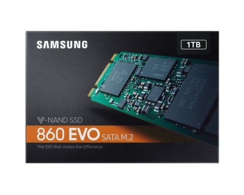 Жесткий диск SSD M.2 2280 1TB Samsung 860 EVO Client SSD MZ-N6E1T0BW SATA 6Gb/s, 550/520, IOPS 97/88K, MTBF 1.5M, 3D NAND TLC, 1024MB, 600TBW, RTL (068714)