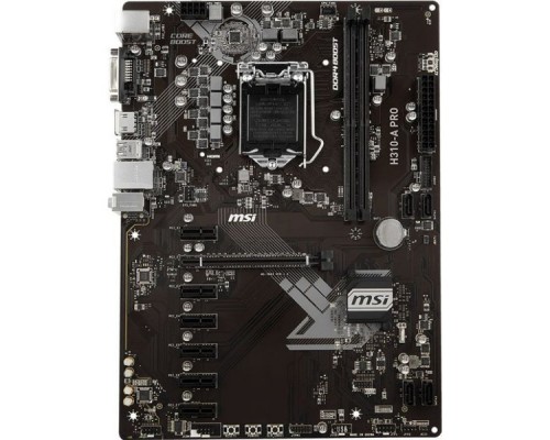 Материнская плата H310-A PRO, Socket 1151, Intel®H310, 2xDDR4-2666, DVI-D+HDMI, 1xPCI-Ex16, 6xPCI-Ex1, 4xSATA3, 8 Ch Audio, GLan, (4+2)xUSB2.0, (2+2)xUSB3.1, 1xPS/2, ATX, RTL