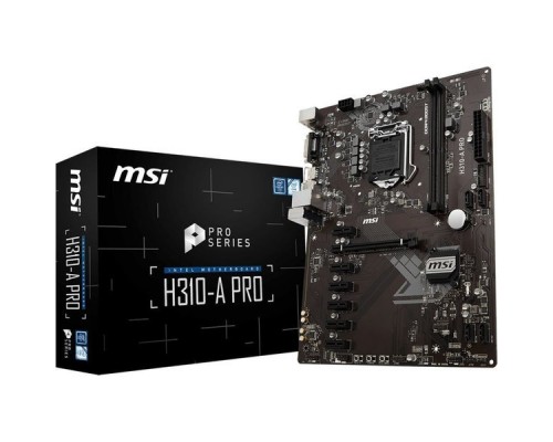 Материнская плата H310-A PRO, Socket 1151, Intel®H310, 2xDDR4-2666, DVI-D+HDMI, 1xPCI-Ex16, 6xPCI-Ex1, 4xSATA3, 8 Ch Audio, GLan, (4+2)xUSB2.0, (2+2)xUSB3.1, 1xPS/2, ATX, RTL