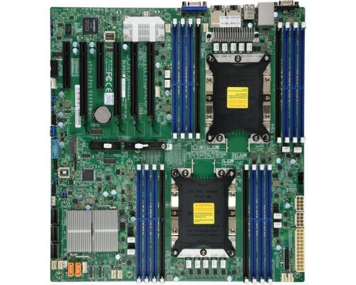 Материнская плата SuperMicro MBD-X11DPI-NT E-ATX LGA 3647 Up to 2TB 3DS ECC RDIMM, DDR4-2666MHz; Up to 2TB 3DS ECC LRDIMM, in 16 DIMM slots  14 SATA3 port  4 USB 2.0 ports 5 USB 3.0 ports  4 PCI-E 3.0 x16  2 PCI-E 3.0 x8