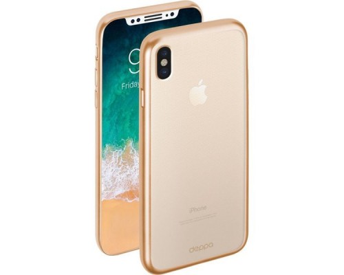 Чехол Gel Plus Case матовый для Apple iPhone X, золотой, Deppa