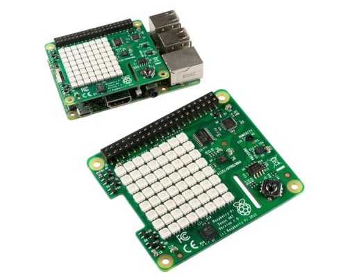 Плата ввода/вывода Raspberry Pi Sense Hat Retail,  Плата ввода-вывода  8x8 RGB LED matrix, 5-button joystick, Sensors: Gyroscope, Accelerometer, Magnetometer, Temperature, Barometric pressure, Humidity (894-9310)