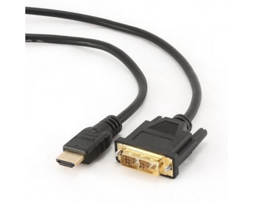 Кабели Кабели HDMI Кабель HDMI-DVI Cablexpert CC-HDMI-DVI-6, 19M/19M, 1.8м, single link, черный, позол.разъемы, экран, пакет
