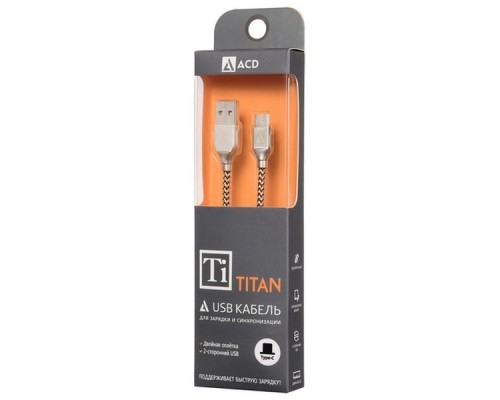 Кабель USB ACD-Titan Type-C ~ USB-A Нейлон, 1м, желто-черный (ACD-U927-C2Y)