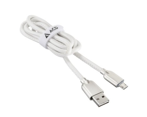 Кабель USB ACD-Allure MicroUSB ~ USB-A Кожа, 1м, белый (ACD-U926-M1W)