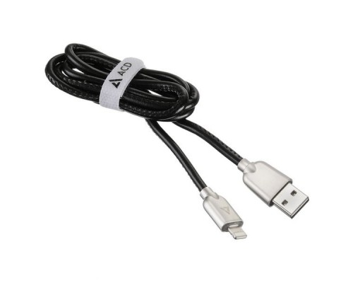 Кабель USB ACD-Allure Lightning ~ USB-A Кожа, 1м, черный (ACD-U926-P5B)