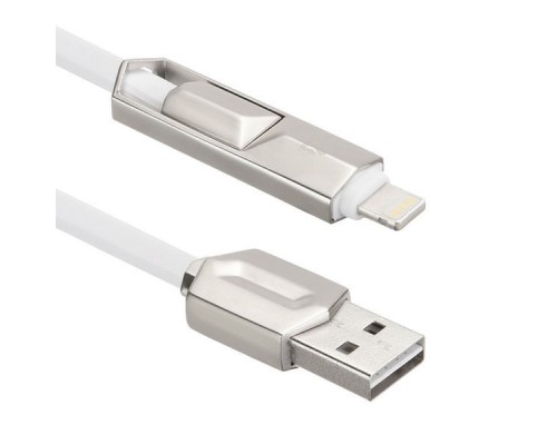 Кабель USB ACD-DUAL Lightning / MicroUSB ~ USB-A 2в1, TPE, 1м, белый (ACD-U924-PMW)