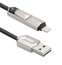 Кабель USB ACD-DUAL Lightning / MicroUSB ~ USB-A 2в1, TPE, 1м, черный (ACD-U924-PMB)                                                                                                                                                                      