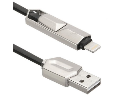 Кабель USB ACD-DUAL Lightning / MicroUSB ~ USB-A 2в1, TPE, 1м, черный (ACD-U924-PMB)