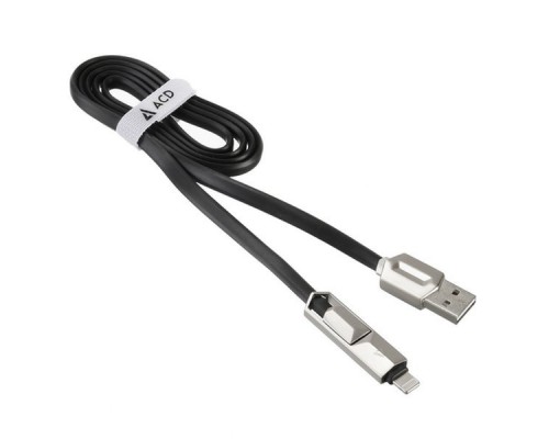 Кабель USB ACD-DUAL Lightning / MicroUSB ~ USB-A 2в1, TPE, 1м, черный (ACD-U924-PMB)