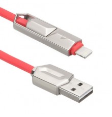 Кабель USB ACD-DUAL Lightning / MicroUSB ~ USB-A 2в1, TPE, 1м, красный (ACD-U924-PMR)                                                                                                                                                                     