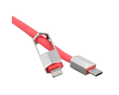 Кабель USB ACD-DUAL Lightning / MicroUSB ~ USB-A 2в1, TPE, 1м, красный (ACD-U924-PMR)