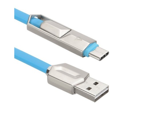 Кабель USB ACD-DUAL Type C / MicroUSB ~ USB-A 2в1, TPE, 1м, синий (ACD-U924-CML)