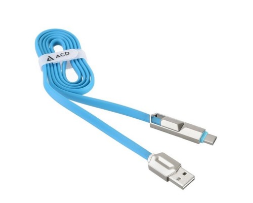 Кабель USB ACD-DUAL Type C / MicroUSB ~ USB-A 2в1, TPE, 1м, синий (ACD-U924-CML)