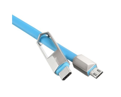 Кабель USB ACD-DUAL Type C / MicroUSB ~ USB-A 2в1, TPE, 1м, синий (ACD-U924-CML)