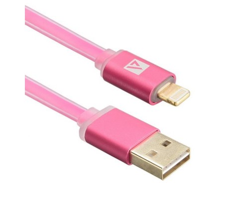 Кабель USB ACD-Smart Lightning ~ USB-A  2-сторонние коннекторы, индикатор заряда, TPE, 1м, маджента (ACD-U915-P6M)