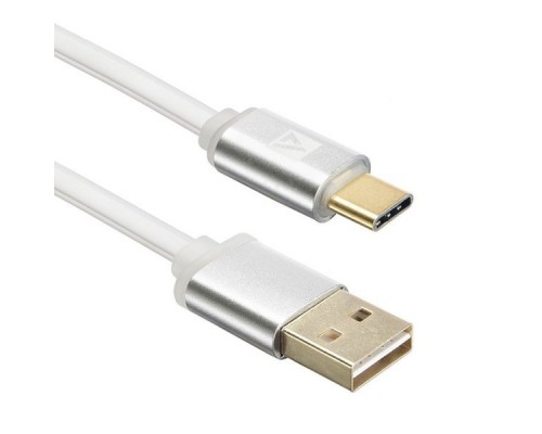 Кабель USB ACD-Smart USC-C ~ USB-A  2-сторонние коннекторы, индикатор заряда, TPE, 1м, белый (ACD-U915-C2W)