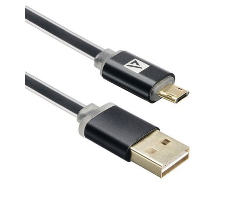 Кабель USB ACD-Smart MicroUSB ~ USB-A  2-сторонние коннекторы, индикатор заряда, TPE, 1м, черный (ACD-U915-M2B)