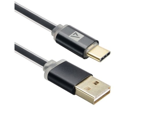 Кабель USB ACD-Smart USC-C ~ USB-A  2-сторонние коннекторы, индикатор заряда, TPE, 1м, черный (ACD-U915-C2B)