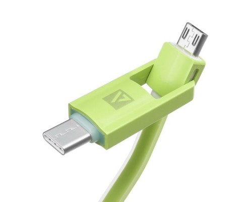 Кабель USB ACD-Multi USB-C / MicroUSB ~ USB-A 2в1, TPE, 1м, зеленый (ACD-U914-CMG)