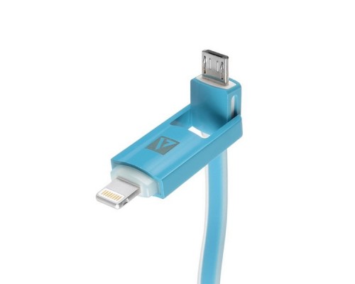 Кабель USB ACD-Multi Lightning / MicroUSB ~ USB-A 2в1, TPE, 1м, голубой (ACD-U914-PML)