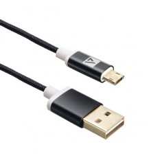 Кабель USB ACD-Style MicroUSB ~ USB-A  2-сторонние коннекторы, нейлон, 1м, черный (ACD-U913-M2B)                                                                                                                                                          