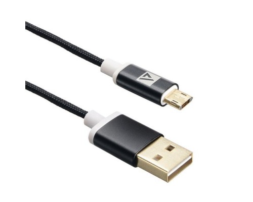 Кабель USB ACD-Style MicroUSB ~ USB-A  2-сторонние коннекторы, нейлон, 1м, черный (ACD-U913-M2B)