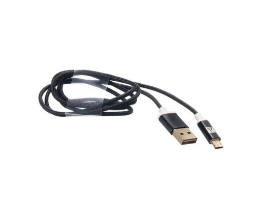 Кабель USB ACD-Style MicroUSB ~ USB-A  2-сторонние коннекторы, нейлон, 1м, черный (ACD-U913-M2B)