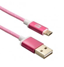 Кабель USB ACD-Style MicroUSB ~ USB-A  2-сторонние коннекторы, нейлон, 1м, маджента (ACD-U913-M2M)                                                                                                                                                        