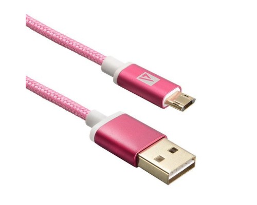 Кабель USB ACD-Style MicroUSB ~ USB-A  2-сторонние коннекторы, нейлон, 1м, маджента (ACD-U913-M2M)