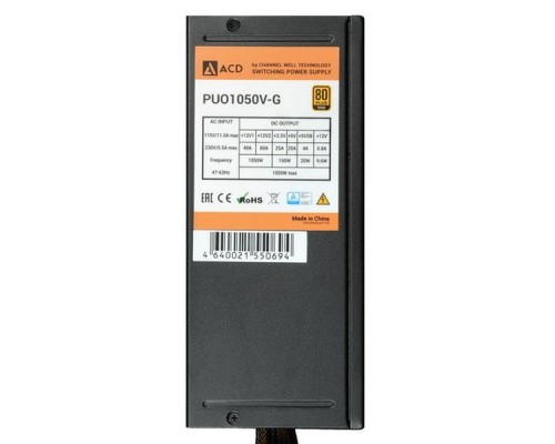 Блоки питания ACD (CWT) PUO1050V-G 1050W 80+ Gold, Modular, 20+4 PIN,CPU(4+4)PIN*1, CPU8PIN*1, PCI-E(6+2)P*6, HDD*5, FDD*1, SATA*12, RLT