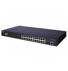 Коммутатор ECS4100-26TX-ME Edge-corE 24 x GE + 2 x 10G SFP+ ports L2+ Switch, Fan-less design, 6KV Surge Protection, AC(Rear)+DC(Front) Power                                                                                                             