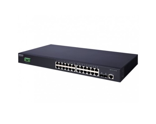 Коммутатор ECS4100-26TX-ME Edge-corE 24 x GE + 2 x 10G SFP+ ports L2+ Switch, Fan-less design, 6KV Surge Protection, AC(Rear)+DC(Front) Power