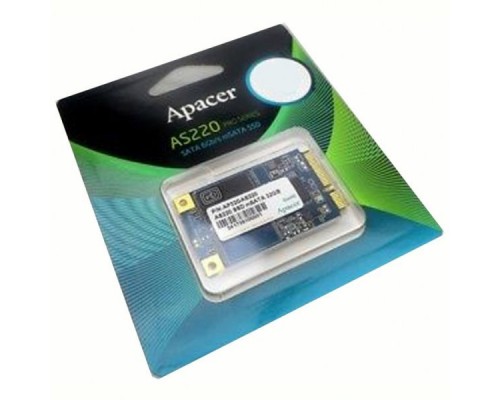 Жесткий диск SSD Apacer mSATA 64GB Apacer AS220 Client SSD AP64GAS220B-1 MO-300A SATA 6Gb/s, 530/450, IOPS 38/18K, MTBF 1M, 2D MLC, 0°C to 70°C, Retail