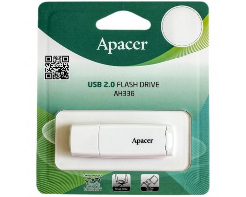 Память USB Flash Drive 8GB Apacer AH336 USB Flash AP8GAH336W-1 USB 2.0, White, RTL