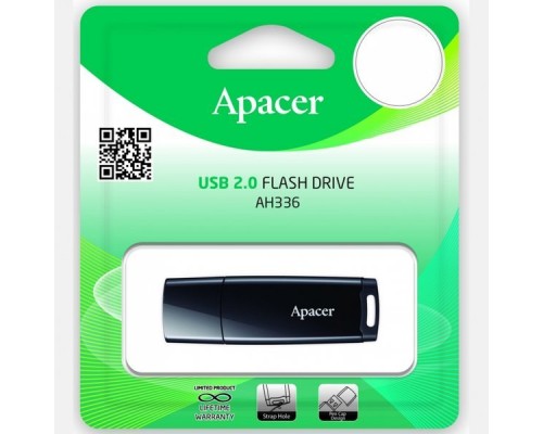 Память USB Flash Drive 64GB Apacer AH336 USB Flash AP64GAH336B-1 USB 2.0, Black, RTL