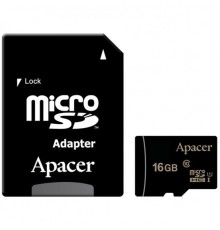 Память SD Card microSDHC 16GB Apacer Memory Card AP16GMCSH10U1-R UHS-I U1 Class 10, Adapter, Retail                                                                                                                                                       